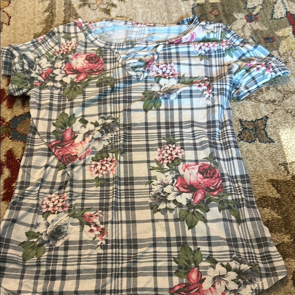 Floral Plaid Women's Top